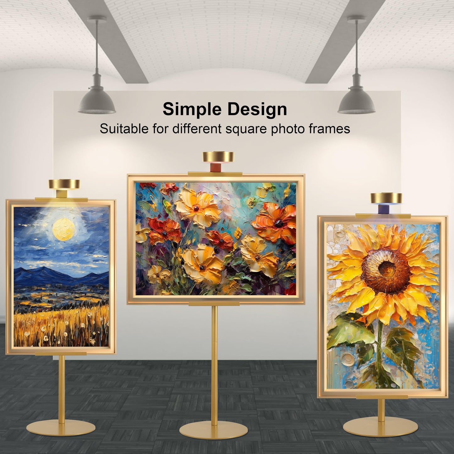 NKJIH Adjustable Desktop Photo Frame Stand with Magnetic Wall Painting Light, Holds Picture Frames up to 30 Inch,with Rechargeable Battery,Metal Vertical Stand with 3 Color Temperature & 13RGB Poster Lights, for Displaying Picture Frames, Artworks (1 Pack