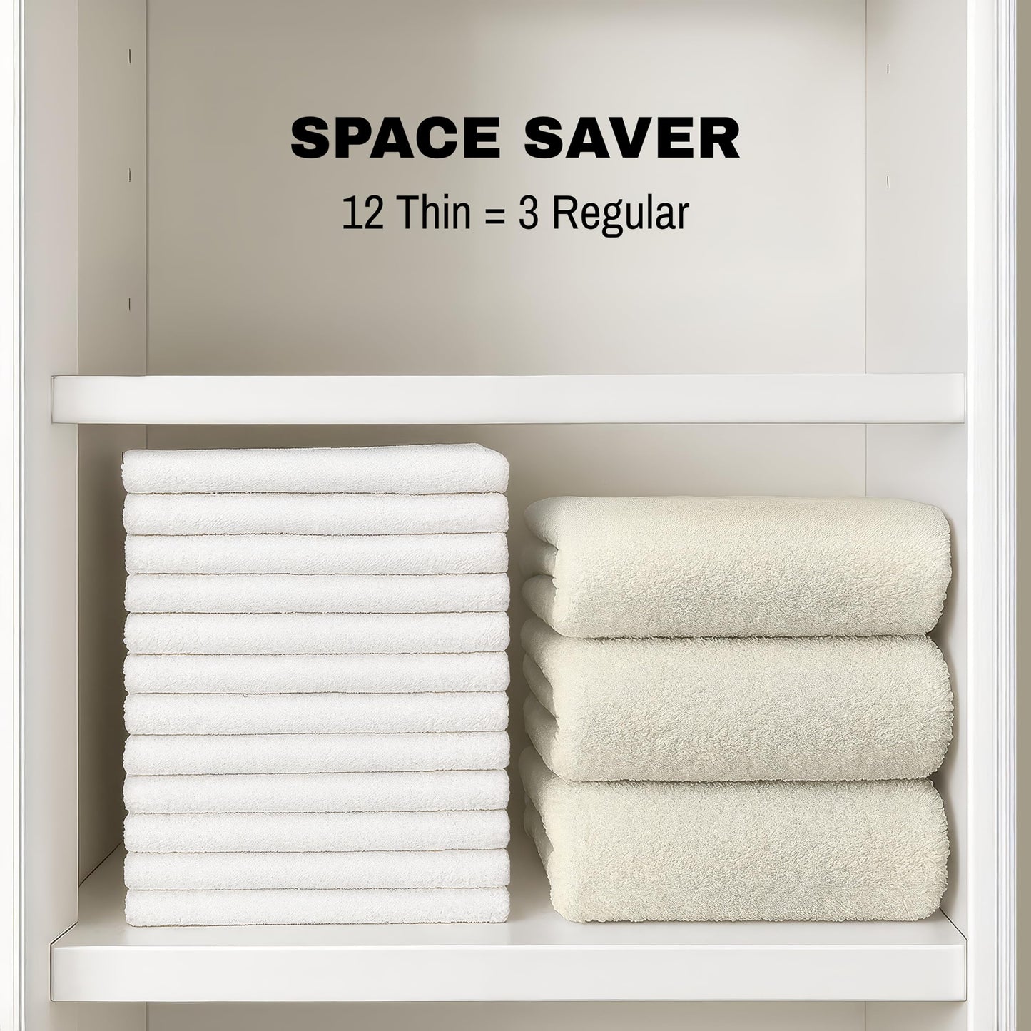 JMR 12 Pack Thin 100% Cotton Utility Towels (22x44 White) - Quick-Dry, Lightweight & Economical for Pets, Gym, Cleaning, Kitchen, Travel, Hair, Auto - Practical Multi-Use Space Saver, Bulk Value