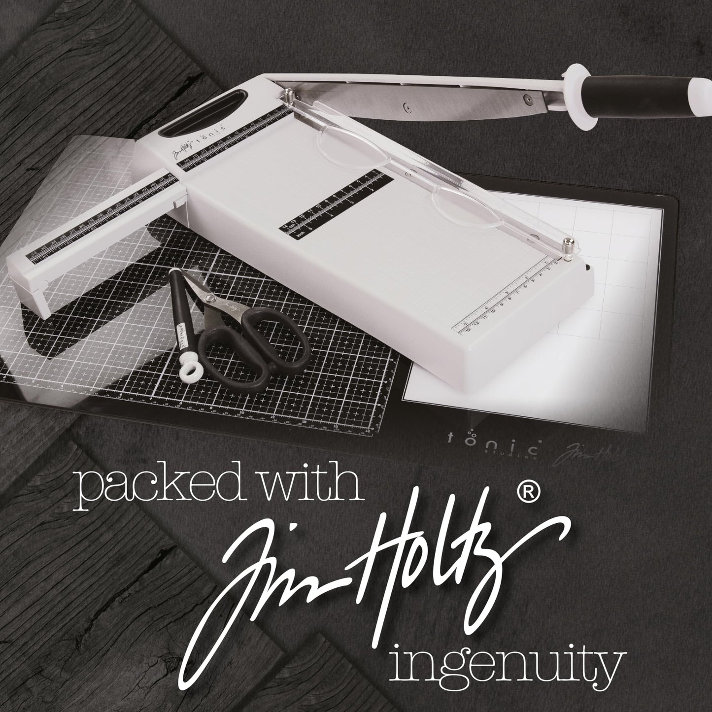 Tim Holtz Paper Cutter Tool - Maxi Guillotine Paper Trimmer for Scrapbooking, Vinyl, and Craft Paper - 12.25 Inch Cutting Length with Extendable Ruler and Grid Lines