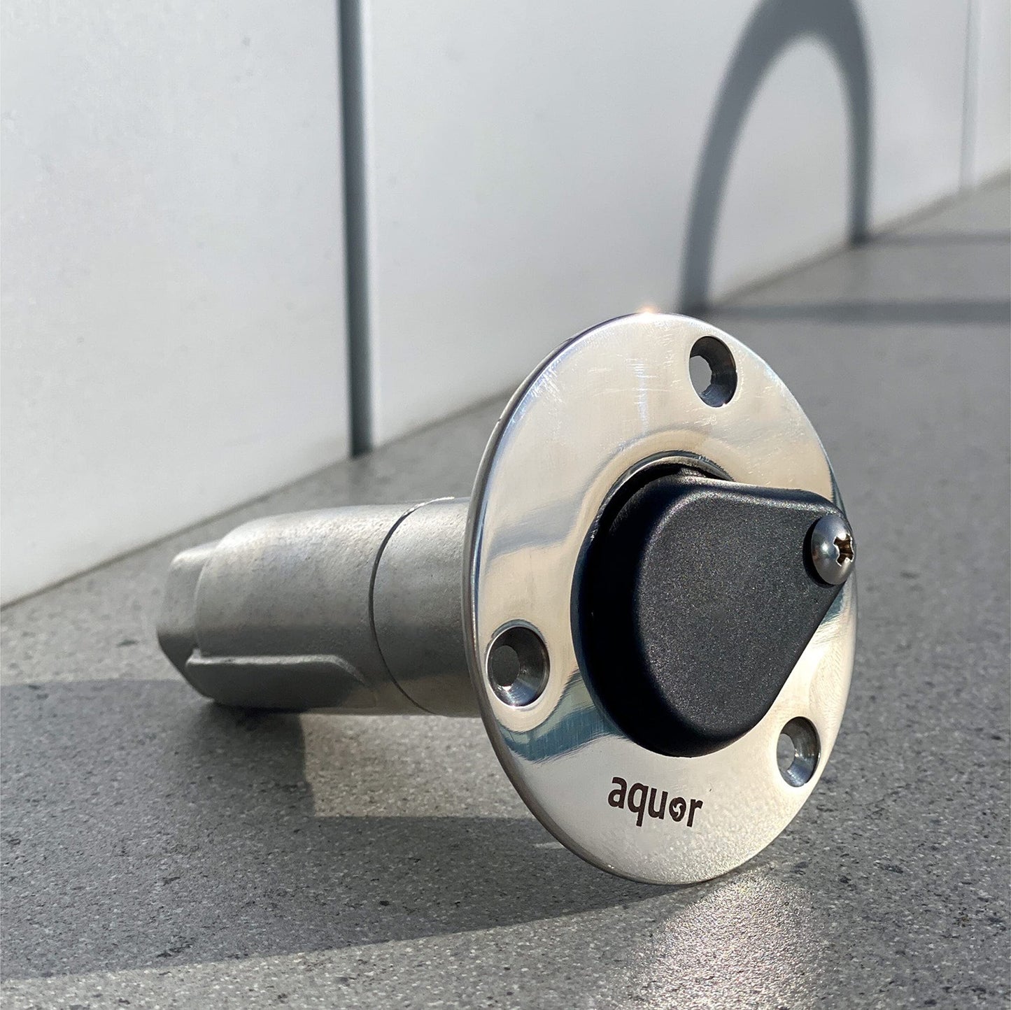 Aquor Universal Hydrant, Hose Quick Connection with Check Valve, Universal Water Inlet for DIY Applications and Outdoor Faucet Needs, Stainless Steel Flush-Mount, ½” NPT (f) x ¾” GHT (m)