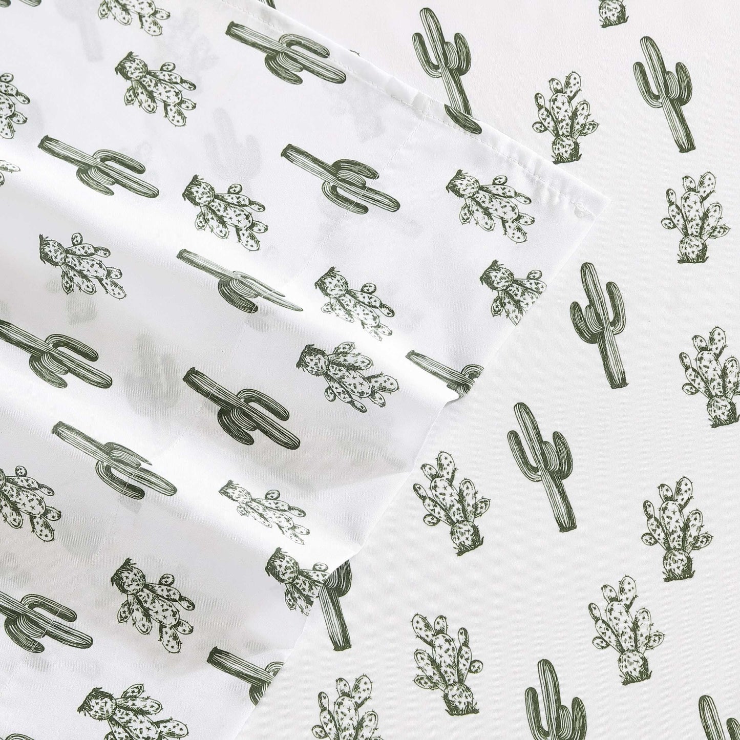 Wrangler - Queen Size Sheet Set, Soft Microfiber Bedding with Matching Pillowcases, Fully Elastic Fitted Sheet, Deep Pocket, Western Style Room Decor, Lightweight All-Season Comfort (Cacti Green)