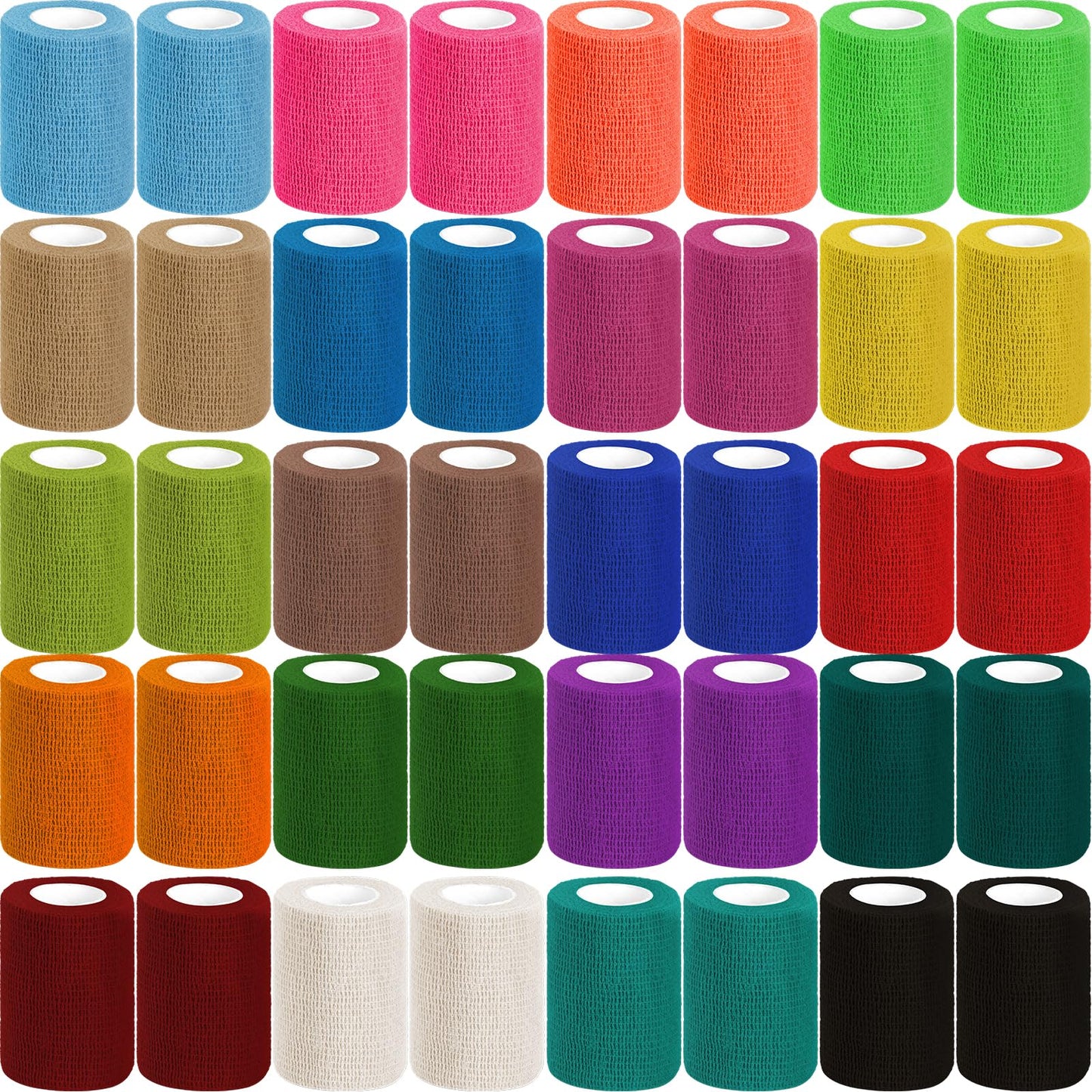 60 Pack Colorful Self Adhesive Bandage Wrap Bulk 3 Inch x 5 Yards Cohesive Bandage,Vet Wrap Breathable Elastic Self-Adherent Tape for Stretch Athletic Sports Wrist Ankle Dogs Pet Vet Wrap