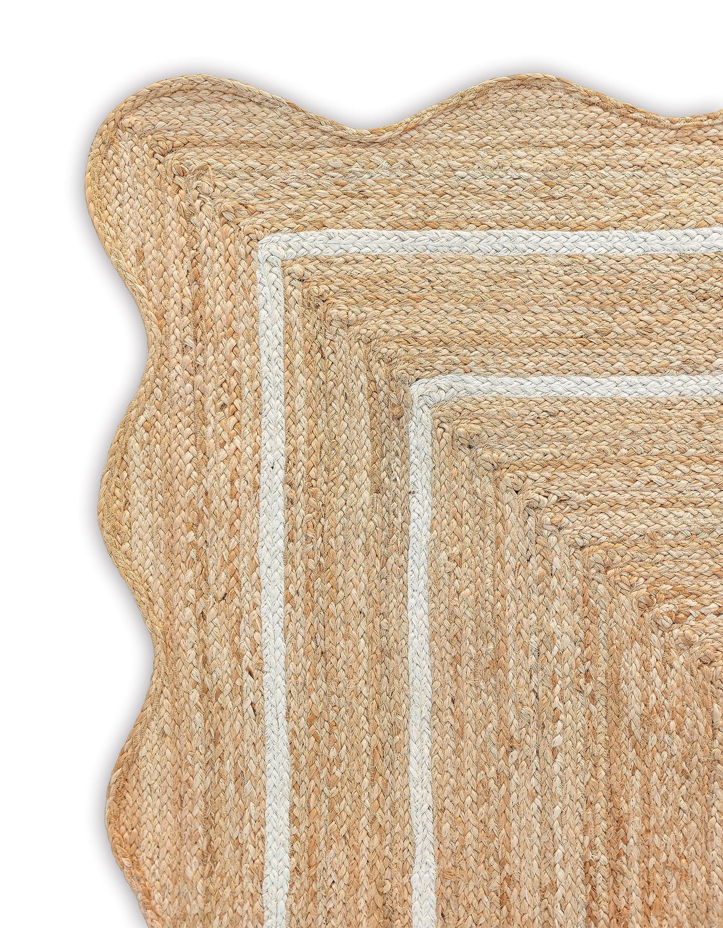 Weaving Village 2'x6' Jute Scalloped Boho Jute Runner Rug, Off White