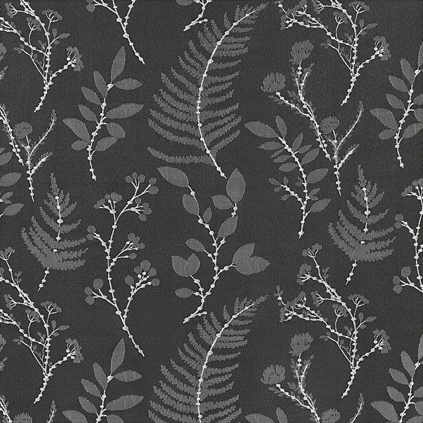 Sun Zero Ambridge 2-Pack Embroidered Botanical Leaf Pleated Look 100% Total Blackout Back Tab/Rod Pocket Curtain Panel Pair, Steel Gray, 50" W x 84" L (2 Panels)
