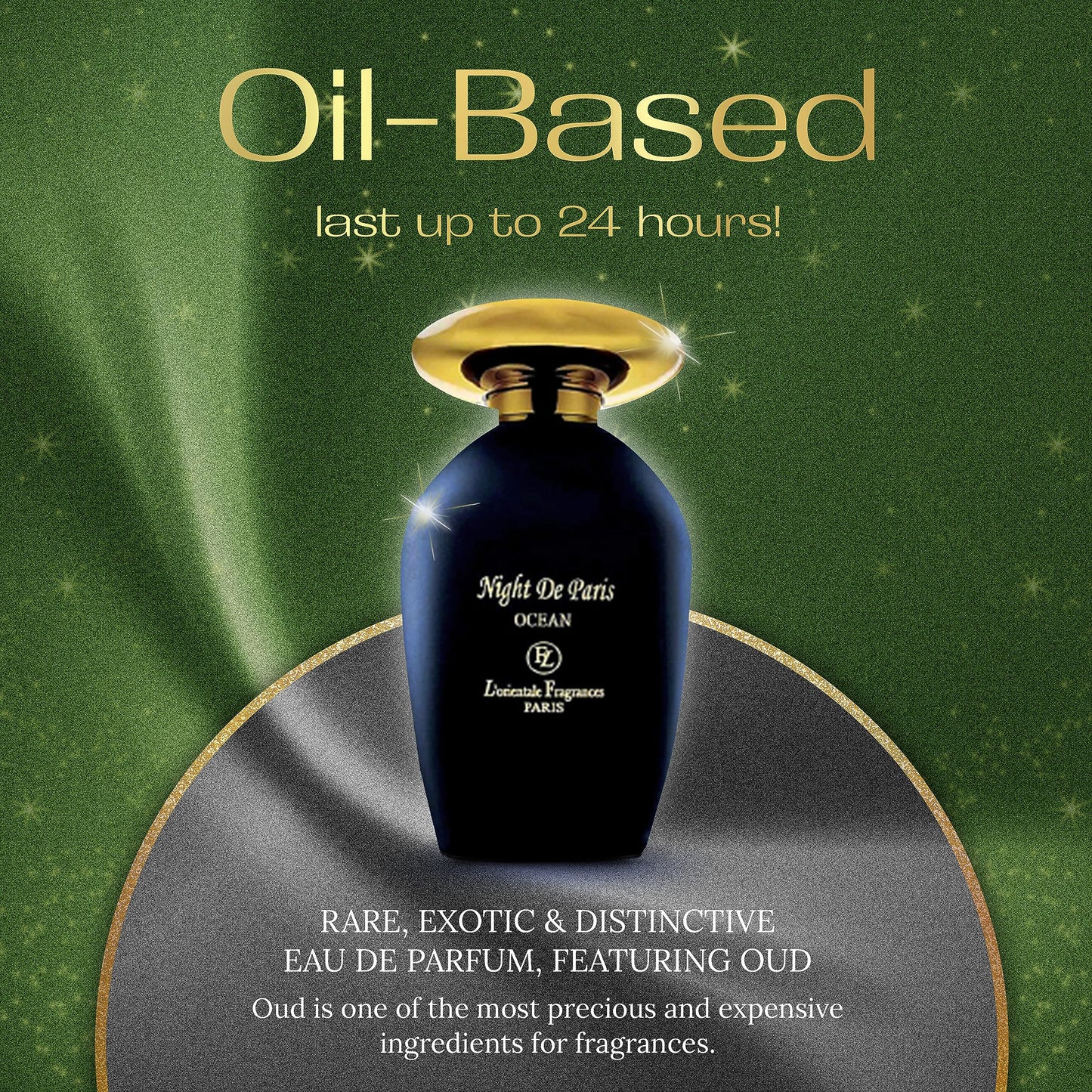 L'Orientale Fragrances Night De Paris Ocean 100ml / 3.3oz - Oil-Based Perfumes for Women & Men, Unisex Aromatic Aquatic Eau de Parfum w/Bergamot - Long-Lasting Up to 24 Hours, Ideal for All Seasons