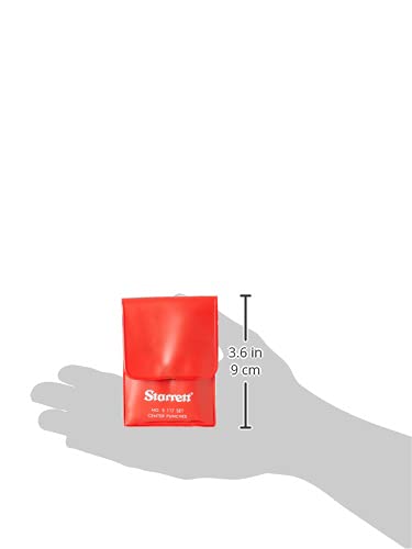 Starrett Steel Center Punch with Round Shank and Knurled Finger Grip - Hardened and Tempered Steel, 0-4" Length, 1/16, 5/64, 3/32, 1/8, 5/32 Diameter Tapered Point - 5 Pieces - S117PC