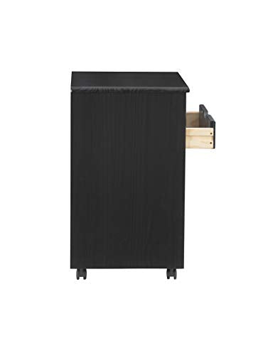 Linon Corinne Black Six Drawer Wide Rolling Storage Cart