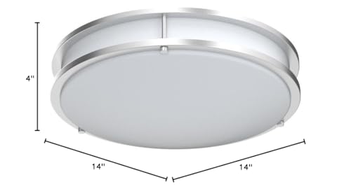 Lunabode LED Dimmable LED Light, Double Ring, Hallway Light Fixtures Ceiling, Bedroom Lights, Closet Lights, Kitchen Lights, 22W (100W Eq), 1800lm, 5CCT, Brushed Nickel, ETL (14", 5 CCT)