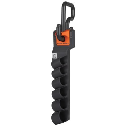 Klein Tools BC509S Socket Holder Module, Hold 6 Impact Socket Sizes 3/8-Inch to 1-1/8-Inch, Optional S-Hook Secures Module to Aerial Buckets