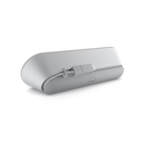 Dell SP3022 USB Computer Speaker for PC, Laptop, Monitor, Business Conference-Mini Soundbar Speakerphone, AI Noise Echo Cancellation, Full Duplex Audio, 2 x 1.8W, MS-Teams Certified - Platinum Silver