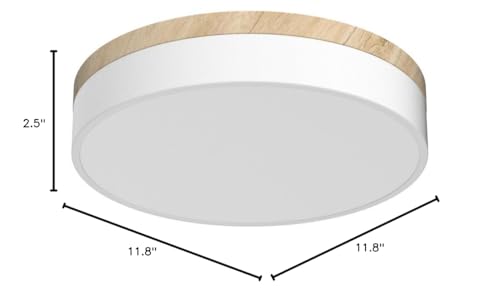 WOKNOS Dimmable Wood Oak Ceiling Light Fixture Modern White LED Flush Mount Ceiling Light 5CCT Minimalist Circle Close to Lighting Fixture for Bedroom Kitchen Bathroom Laundry Room 11.81 Inch