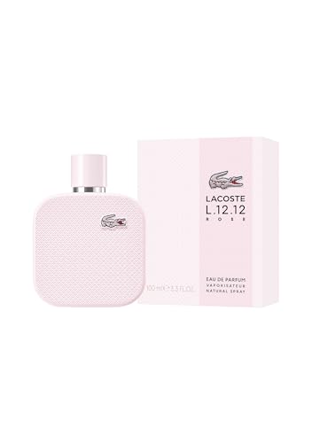 Lacoste L.12.12 Rose Eau de Parfum - Long Lasting Fragrance with notes of Mint, Rose & Cedarwood - Floral & Fruity - 3.3 fl. oz.