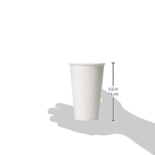 Amazon Basics Compostable Coffee Cups, 16 Ounces, Paper, 500 Count (Pack of 1), White