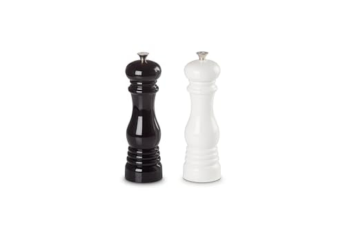Le Creuset Salt and Pepper Mill Set, 8" x 2 1/2" each, Black & White