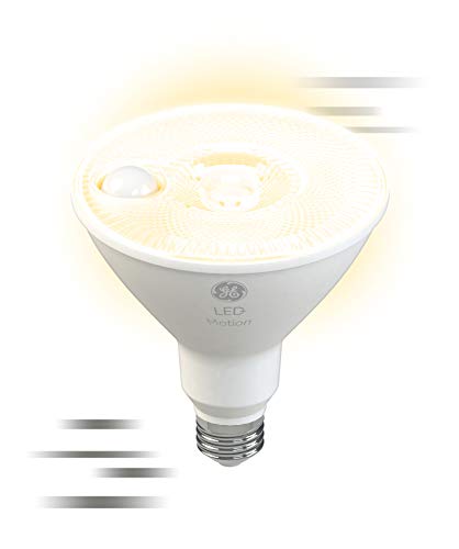 GE LED+ Motion LED Light Bulbs, PAR38 Outdoor Security Floodlights, 15W, Warm White (3 Pack)