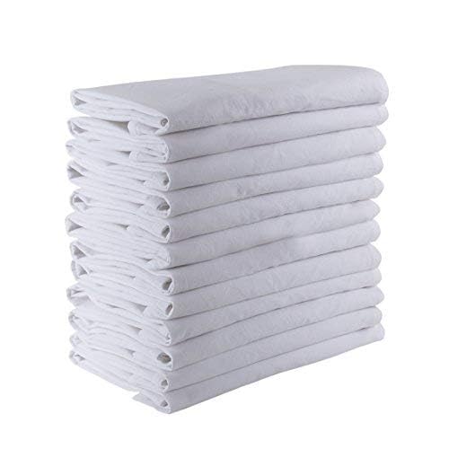 DG Collections 100% Cotton Flour Sack Towels – 50 Pack, 27x27 Inches, White, Lint-Free, Pre-Washed, Hemmed Edges – Reusable Kitchen Towels for Cleaning, Embroidery, Printing & Crafts - White