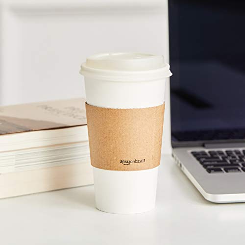 Amazon Basics Compostable Coffee Cups, 16 Ounces, Paper, 500 Count (Pack of 1), White