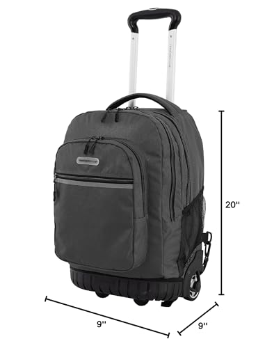 Travelers Club Rolling Backpack, Forged Iron, 20 Inch with Laptop Compartment