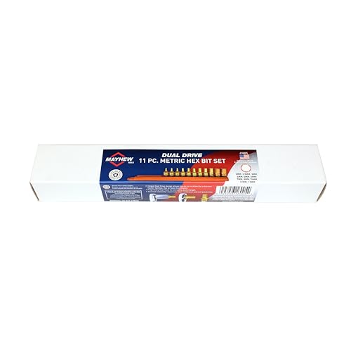 Mayhew Tools 16005 Low-Profile Dual Drive Set, 11-Piece Metric Hex, Titanium-Coated