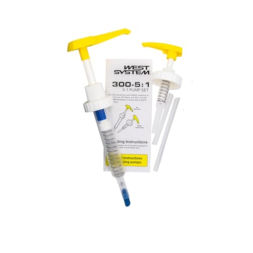 WEST SYSTEM 105A Epoxy Resin (32 fl oz) Bundle with 205A Fast Epoxy Hardener (7 fl oz) and 300 Mini Pumps Epoxy Metering 3-Pack Pump Set (3 Items)