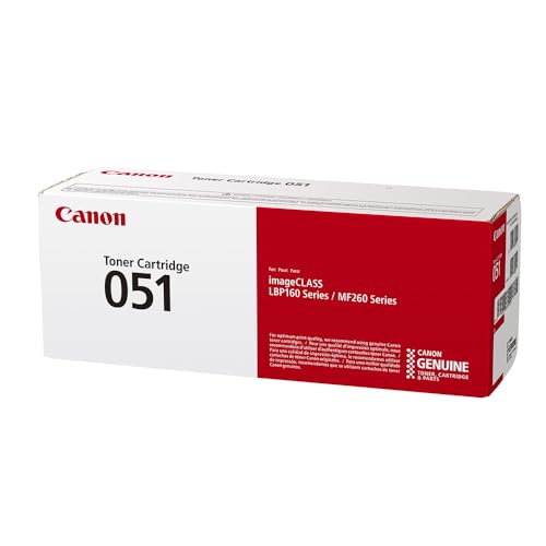 Canon Genuine Toner Cartridge 051 Black (2168C001), 1-Pack, for Canon imageCLASS MF264dw, MF267dw, MF269dw, LBP162dw Laser Printer, 1 Size (Toner 051 Standard)