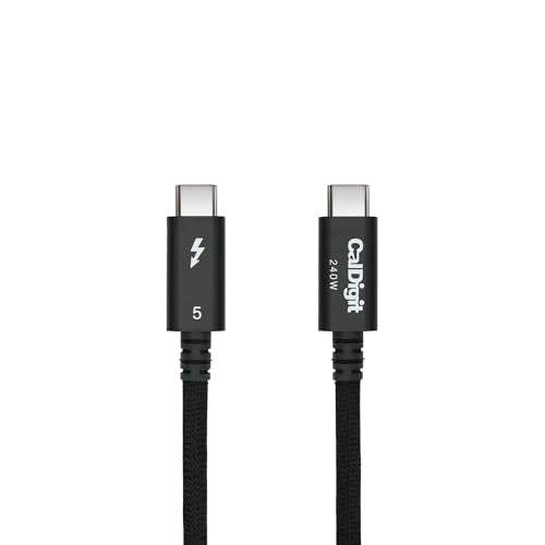 CalDigit Thunderbolt 5 Pro Braided Cable - 120Gbps 240W Power Delivery, Compatible with Thunderbolt 3, 4, USB4 Type C, MacBook Pro, iMac, iPhone 16 Max, Black (1m/3.28ft/39.37 Inches)