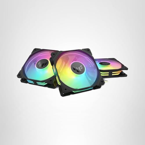 ASUS TUF Gaming TR120 ARGB Fan - Black - Triple Pack Higher Cooling Performance Extra-Thick 28mm Fan Frame, Exclusive Double-Layered LED Matrix Design with 16 Addressable RGB LEDs, Aura Sync