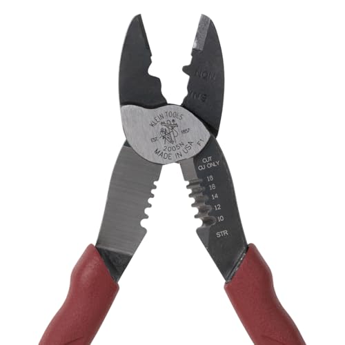 Klein Tools 2005N Wire Cutter, Made in USA, Stripper, Crimper Tool, Strips 10-18 AWG Stranded, Crimps 10-22 AWG Terminals, with Shear Cutter