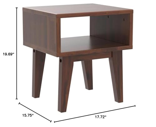 Acacia Serena Nightstand/End Table Solid Wood Bed Side Table for Bedroom Living Room College Dorm (Chocolate)