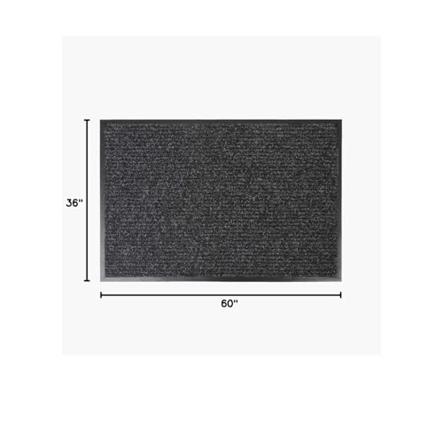 Notrax 109 Brush Step Carpeted Indoor/Outdoor Entrance Mat for Home or Office, 3' X 5', Absorbent Slip Resistant Heavy Duty Entry Mat, Charcoal, 109S0035CH