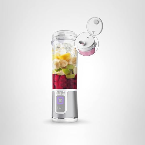 Ninja BC151WH Blast Portable Blender, Cordless, 18oz. Vessel, Personal Blender-for Shakes & Smoothies, BPA Free, Leakproof-Lid & Sip Spout, USB-C Rechargeable, Dishwasher Safe Parts, White