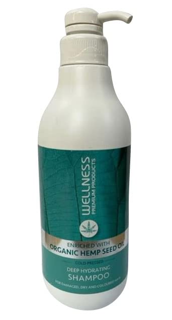 Wellness Premium Hydration Shampoo for All Hair Types| Enriched with Organic Cold Pressed Hemp Seed Oil | Clean Beauty Ingredients (33.8 Ounce - 1 Liter)