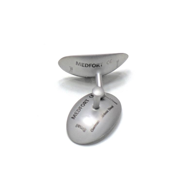 Medfort-Instruments Corneal Eye Shield Protector Stainless Steel with holding Point, 26mm X 17mm (Small), Set of 2 Pcs, Silver