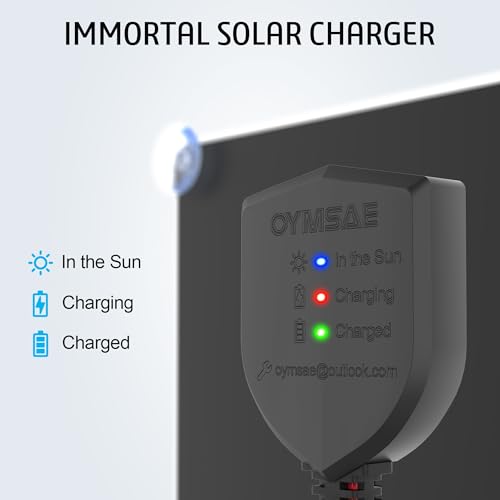 OYMSAE 20W 12V Solar Panel Car Battery Charger Portable Waterproof Power Trickle Battery Charger & Maintainer for Car Boat Automotive RV with Cigarette Lighter Plug & Alligator Clip