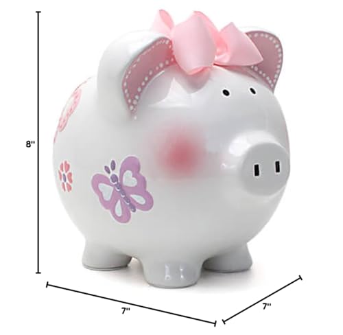 Child to Cherish Ceramic Piggy Bank for Girls, Butterfly