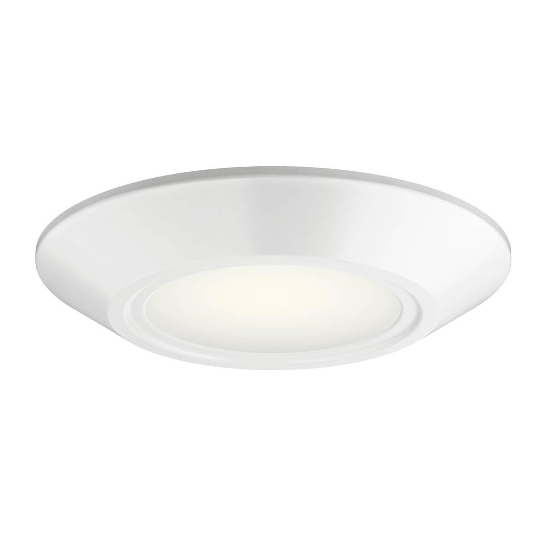 Kichler Horizon LED Downlight in White, 6.4" Flush Mount Interior Dimmable Light, 3000K, Wet Rated Integrated LED, (6.4" W x 1.3" H), 43873WHLED30, White
