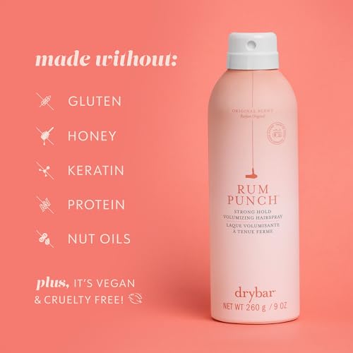 Drybar Rum Punch Strong Hold Volumizing Hairspray | Holds Style for 24 Hours and Instantly Doubles Volume,* No Flakiness or Buildup, Maximum Hold for Hair Styles and Updos, Vegan & Cruelty Free