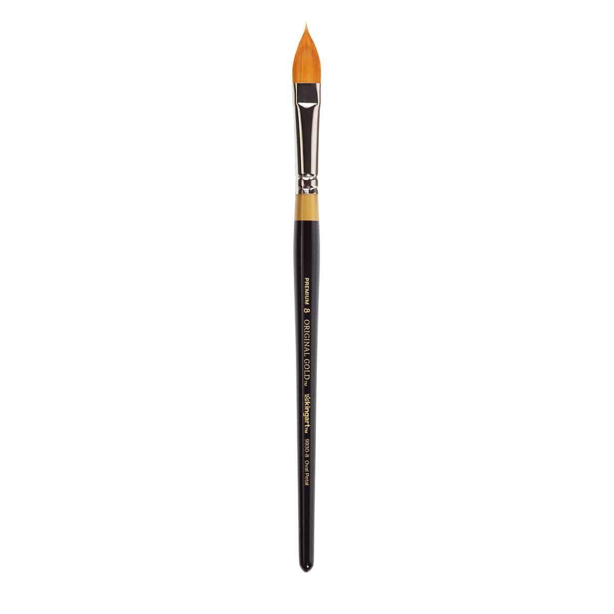 KINGART Original Gold 9930 Series, Golden Taklon Oval Floral Petal Artist Brush (Set of 4) Black, B-100