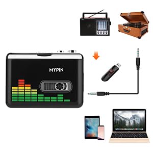 USB Cassette to MP3 Converter, Portable Walkman Cassette Audio Music Player Tape-to-MP3 Converter with Earphones, Volume Control, Auto Reverse, No PC Required