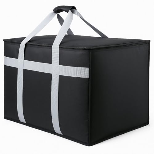 musbus Insulated Food Delivery Bag Cooler Bags Keep Food Warm Catering Therma for doordash Uber Eats Catering Shopper hot BLACK travel grocery pizza portable beach soft sided