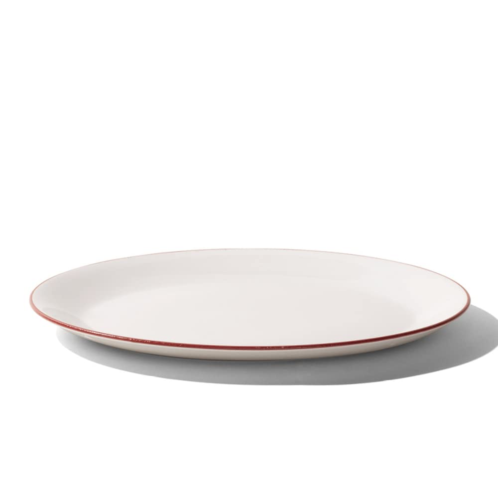 Made In Cookware - Serving Platter - White With Red Rim - Porcelain England
