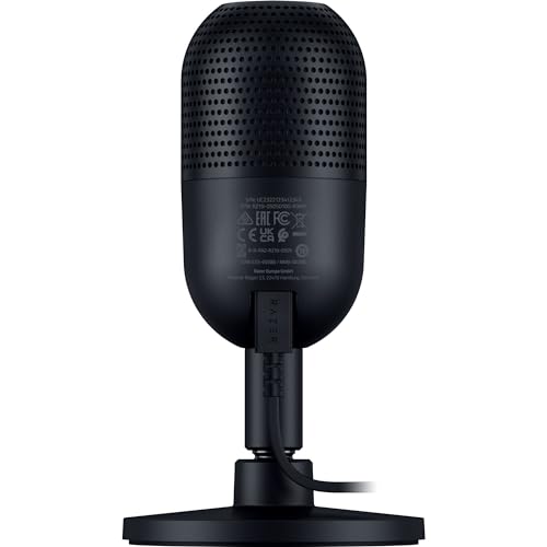 Razer Seiren V3 Mini USB Microphone: Condenser Mic - Supercardioid Pickup Pattern - Tap-to-Mute Sensor with LED Indicator - Shock Absorber - Ultra Compact - PC, Discord, OBS Studio, XSplit - Black