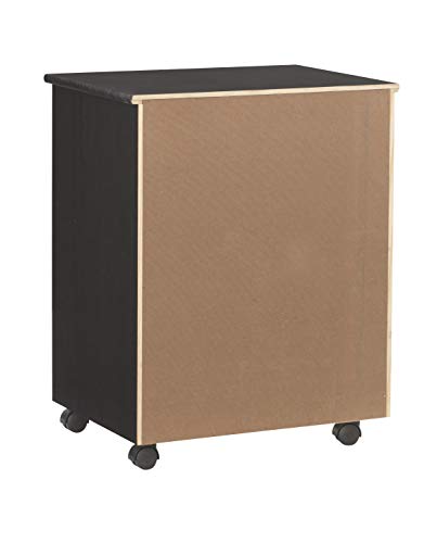 Linon Corinne Black Six Drawer Wide Rolling Storage Cart