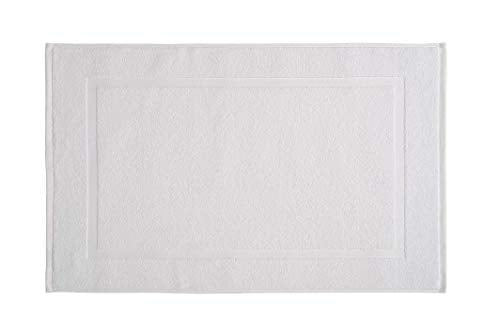 Amazon Basics Premium 100% Cotton, Absorbent Soft Bath Mat, Machine Washable, 684 GSM, White, 30" x 20" Hotel Spa Shower/Bathtub Mats, Pack of 6