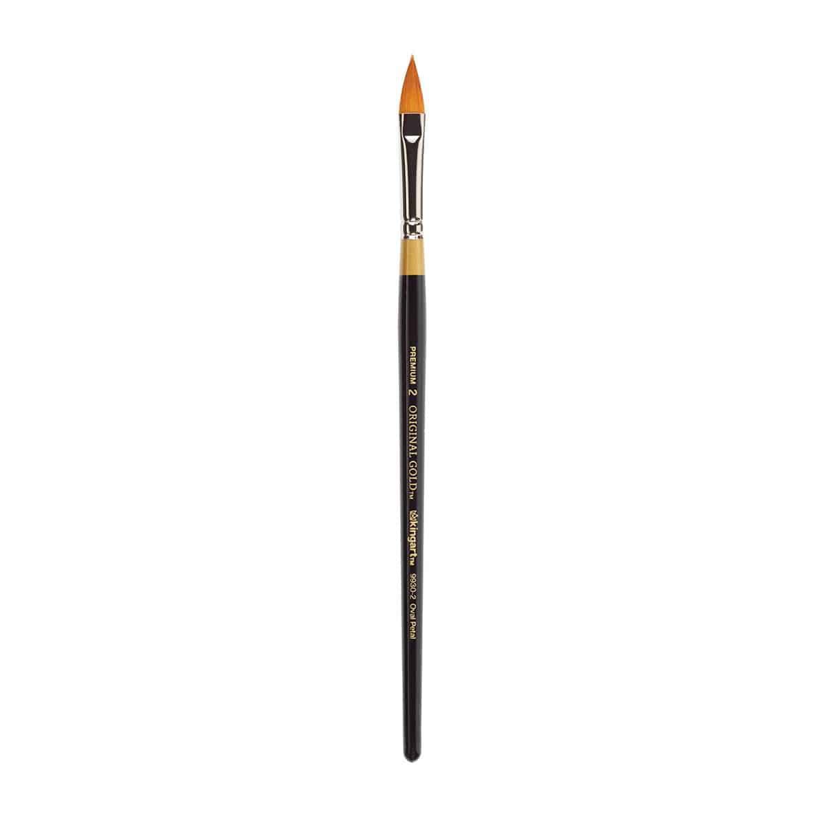 KINGART Original Gold 9930 Series, Golden Taklon Oval Floral Petal Artist Brush (Set of 4) Black, B-100