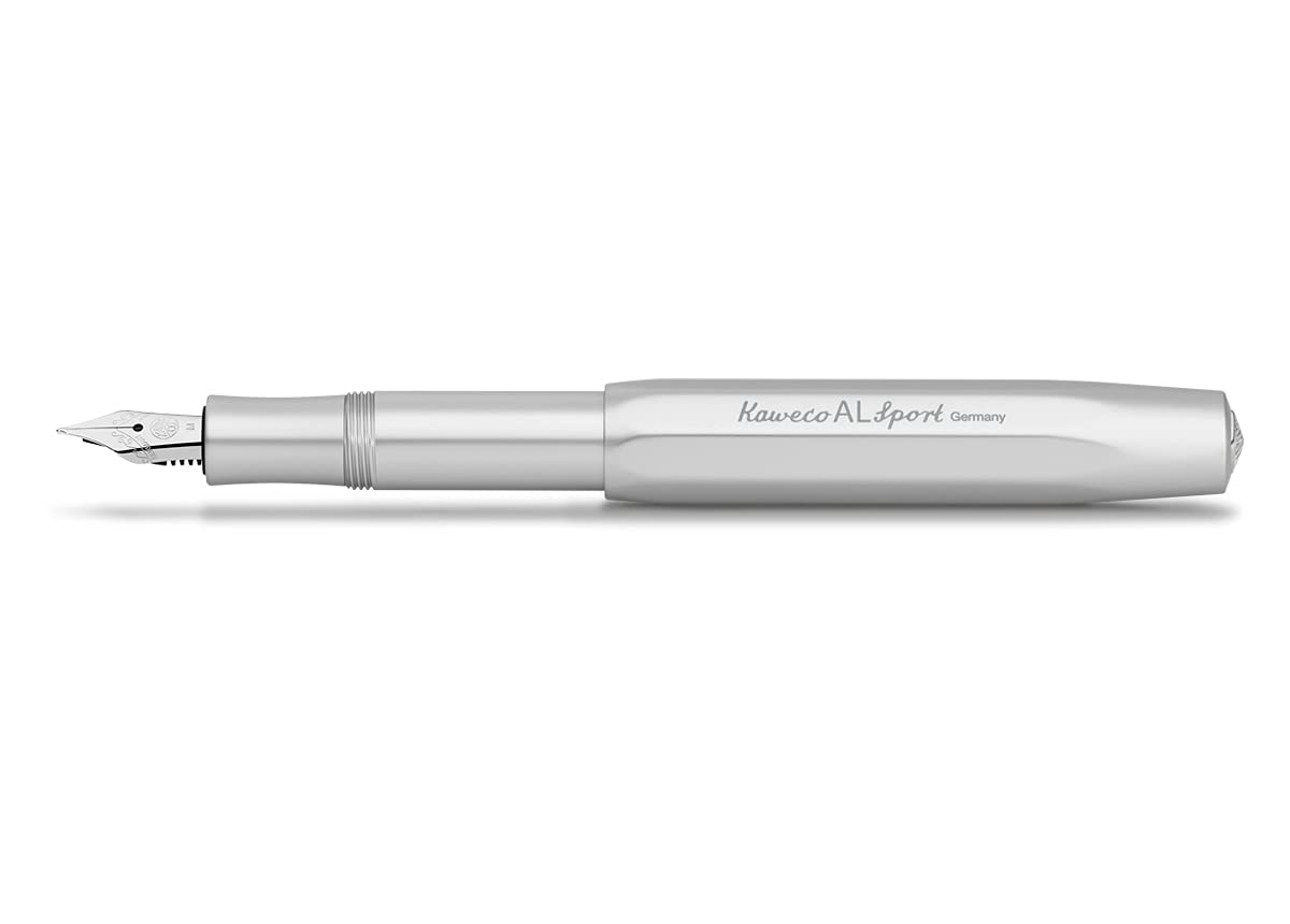 Kaweco AL SPORT Fountain Pen Silver I Premium Aluminum Reservoir Pen for Ink Cartridges 13 cm I Nib: BB (Extra Broad)
