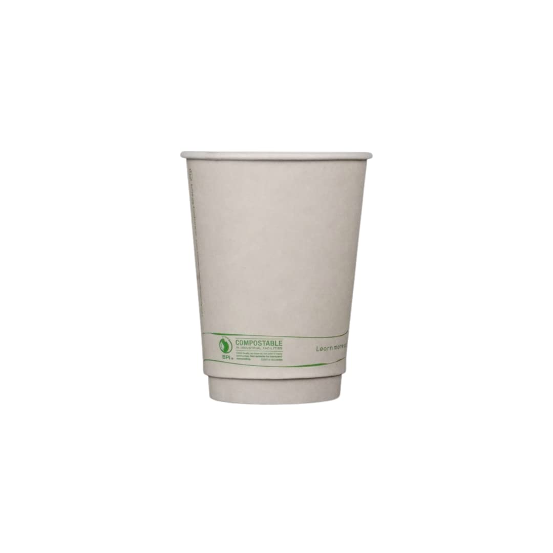 LB [ 12oz - 100 Pack ] Certified Compostable Coffee Cups by Living Balance | 100 compostable coffee cups with Integrated Sleeves | Leak Proof, BPA-Free, Sturdy & Biodegradable | Events, Home & Shops