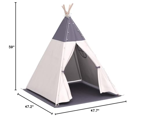 besrey Teepee Tent for Kids with Light & Mat, Toddler Tents Indoor Play Tent Playhouse, Toddler Tipi Cotton, tee Pee Tents for Kids Indoor, Boys & Girls Teepee,Children Room Playhouse