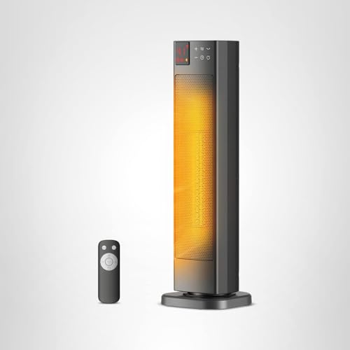 PELONIS Oscillating Ceramic Tower Indoor Space Heater for Home with Oscillation, Programmable Thermostat & ECO Mode, 12H Timer & Remote Control, Safety Protection, 23 Inches, 1500W, PHF15RSAPH23