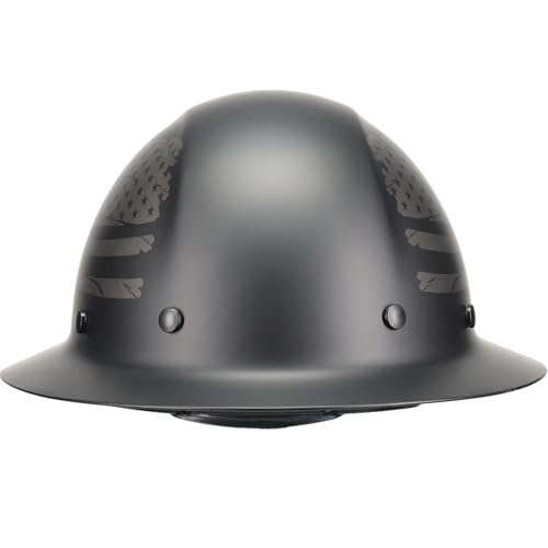Dynamic WolfJaw Fiberglass Full Brim Hard Hat with Wheel Ratchet, 8 Point Suspension, ANSI/ISEA Z89.1 Type 1 Certified, Glass G Electrical Rating, Black (280-HP1481USA-11)